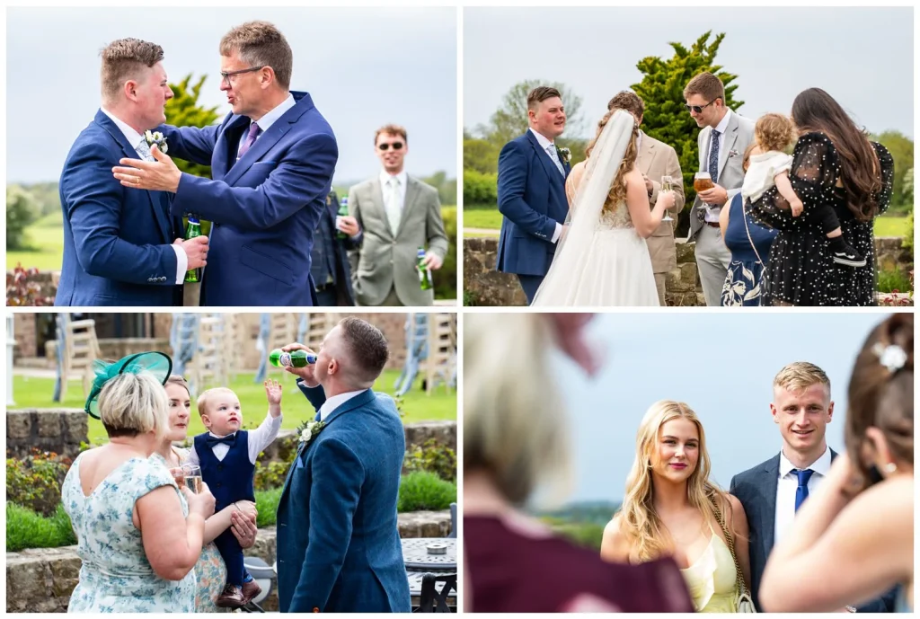 Caandidn moments of wedding guests enjoying themselves at Beeston Manor