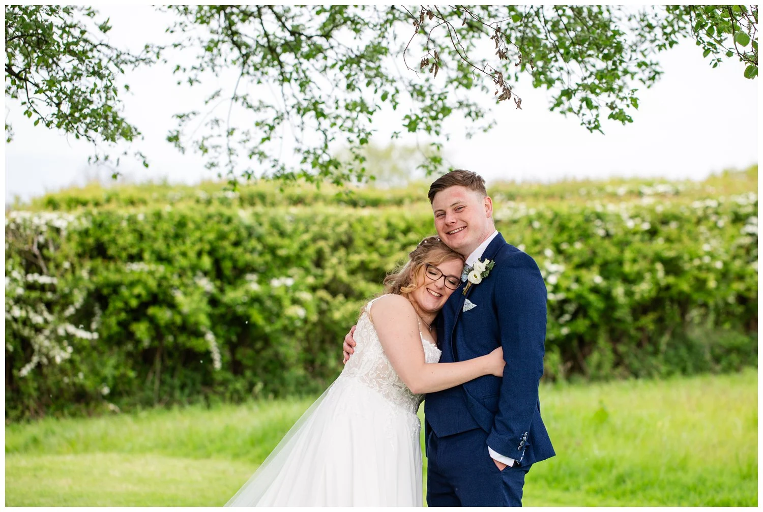 Bride and grooms special hug
