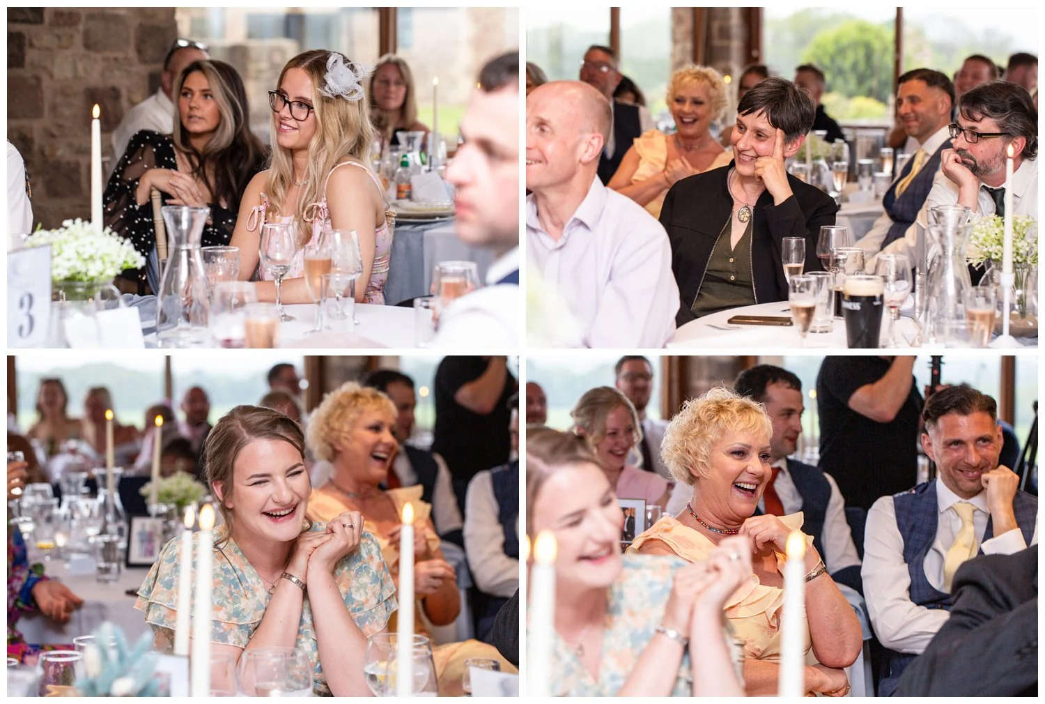 Guests laughing at the wedding speeches