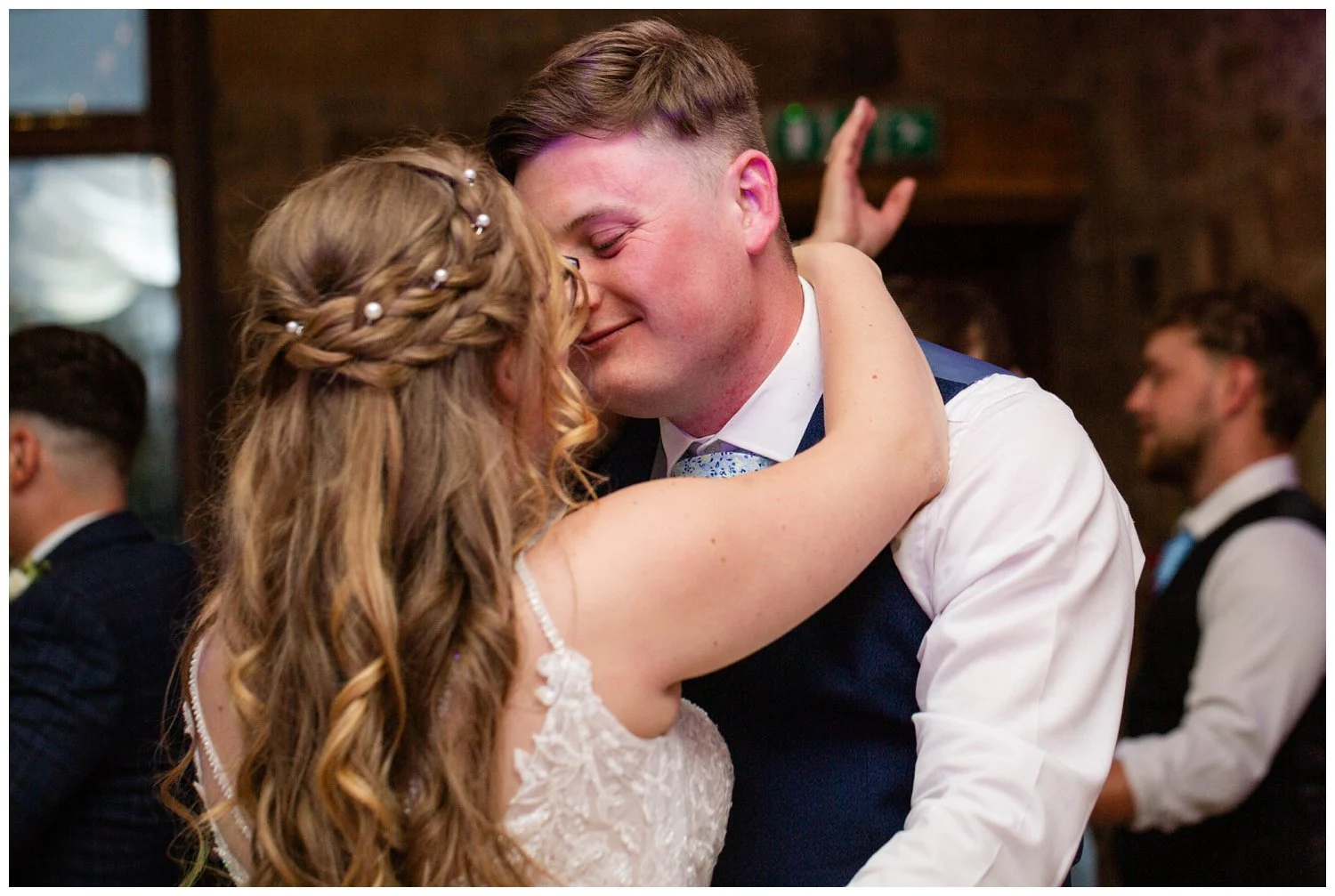 Bride and groom dancing