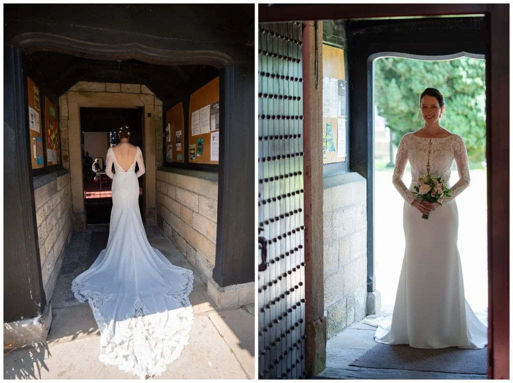 Bride in the entrance of the church
