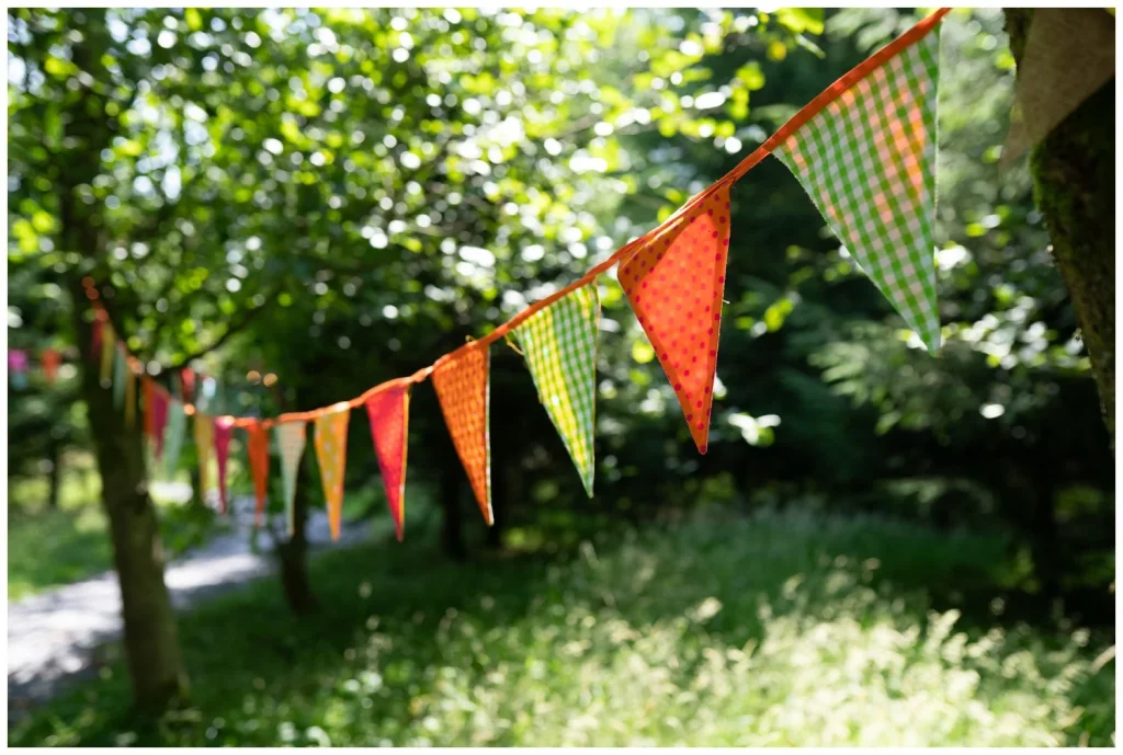 wedding bunting greens and orange