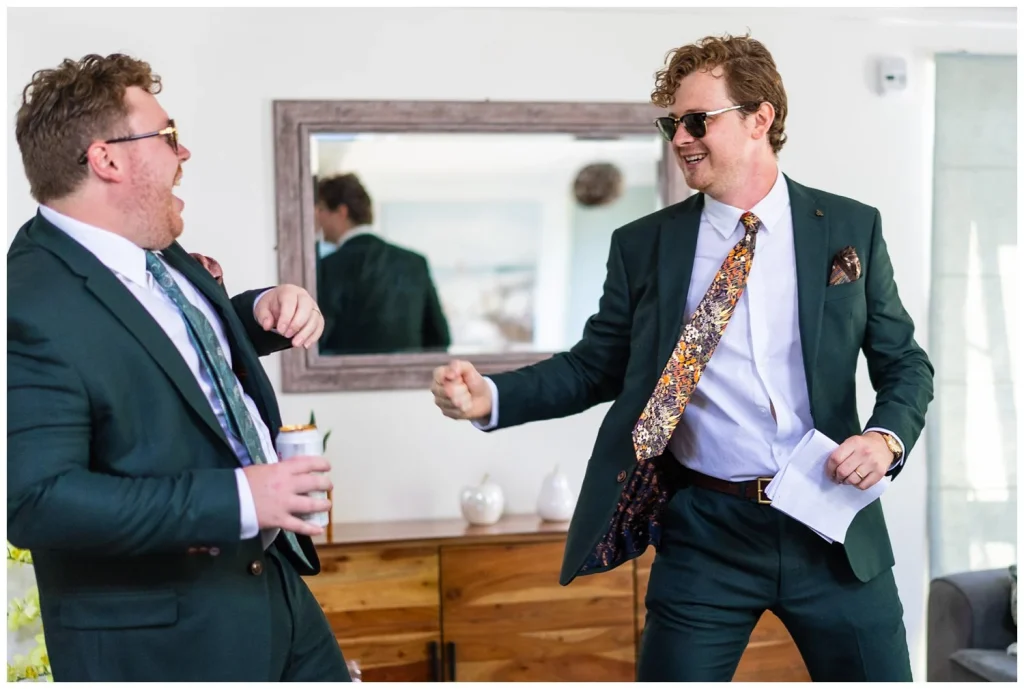 groom and his friends having fun before the wedding