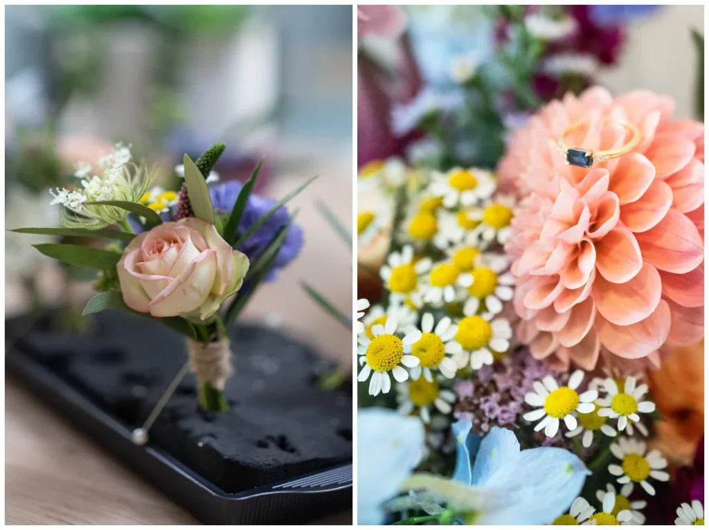 wedding buttonhole and flowers