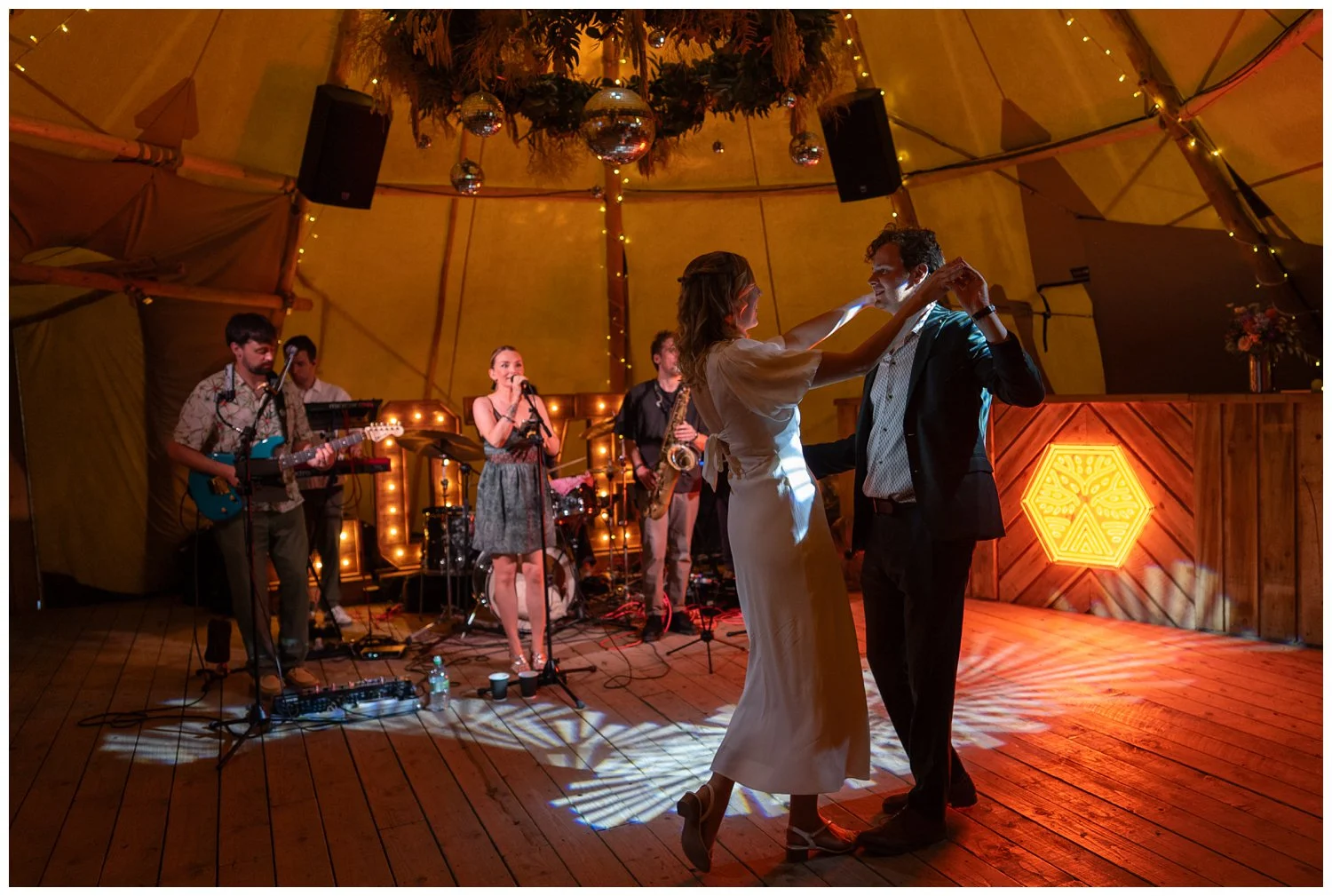 Live band performing during the evening for the first dance