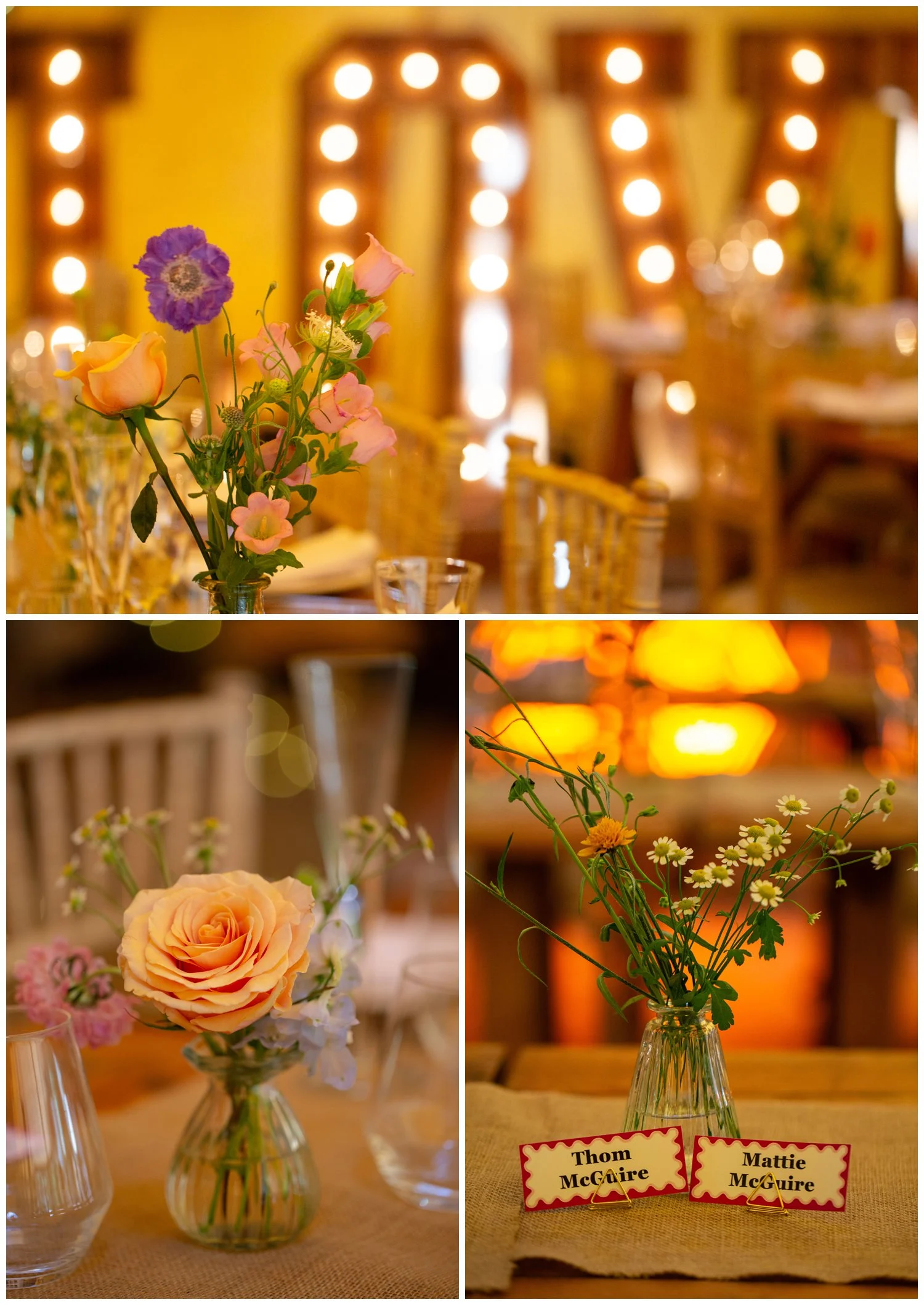Fairy lights and LOVE letters at Bowland Tipi wedding reception.